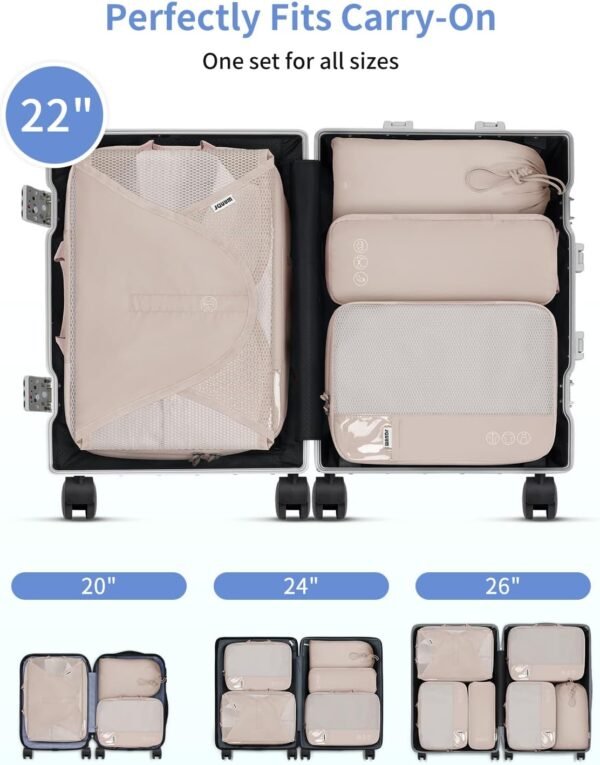 WANDF 7 Set Compression Packing Cubes for Travel - Image 5